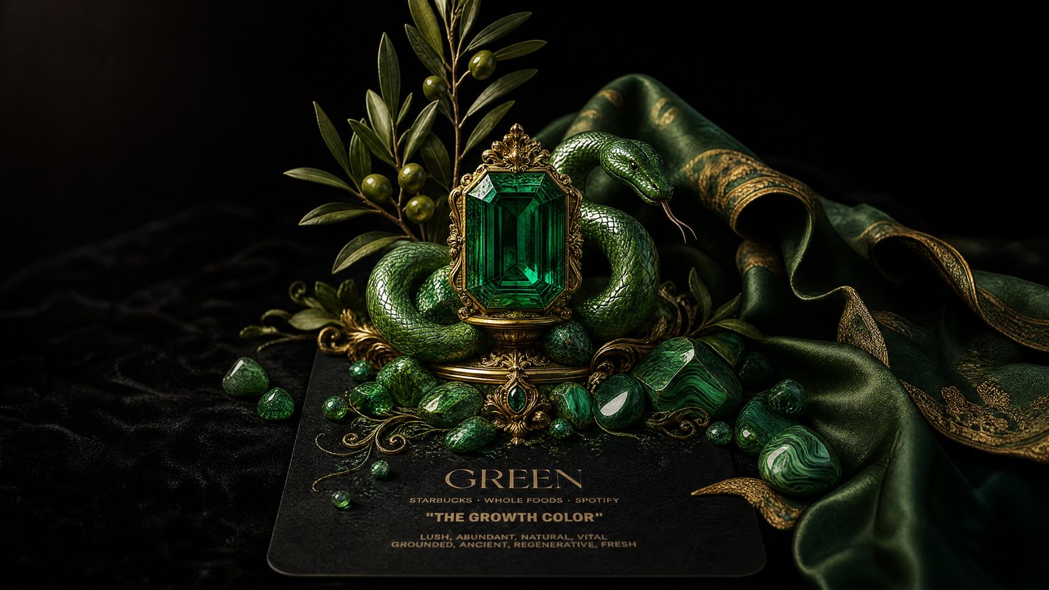 The Green card, an emerald coiled in a jade snake