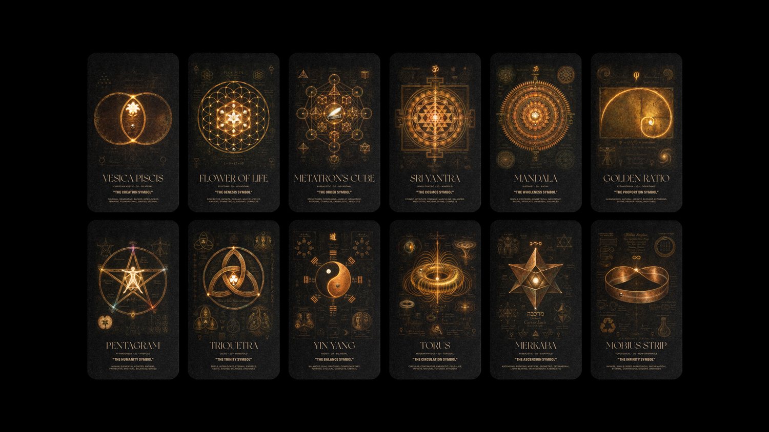 All twelve sacred geometries from CODEX: The Geometries, INDUSTRIA’s fourth chapter in the series